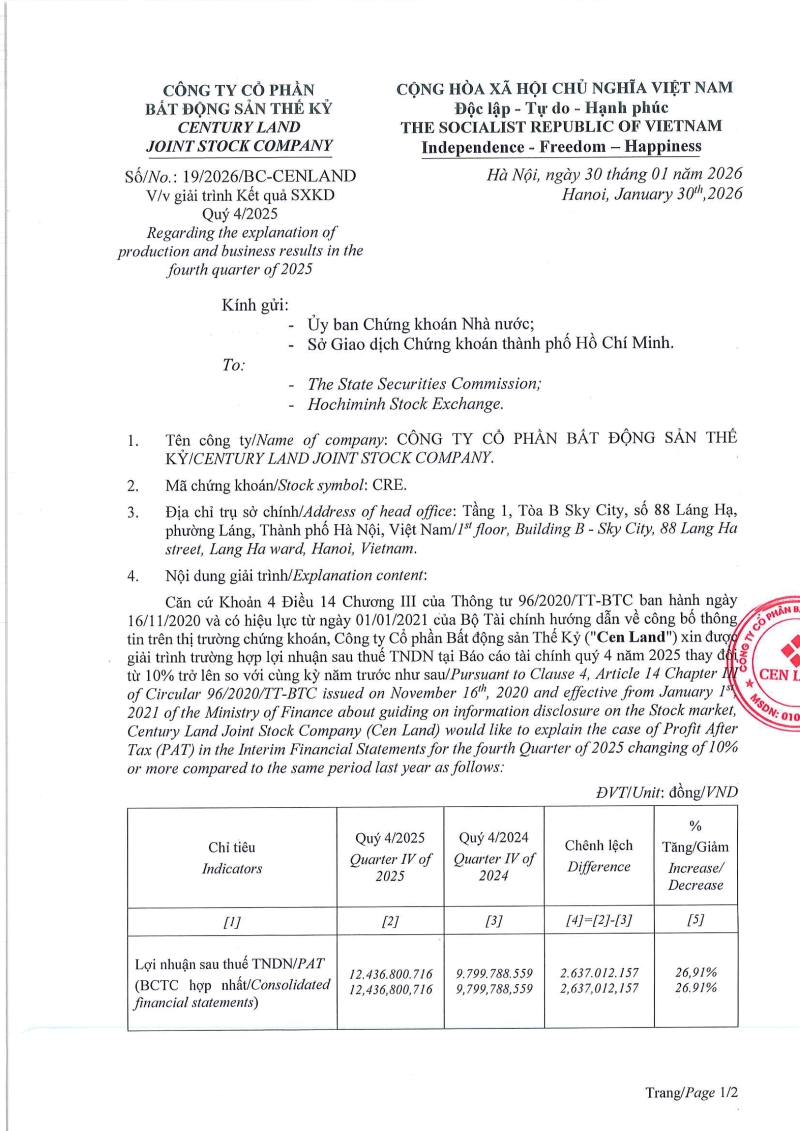 Giải tr&igrave;nh kết quả sản xuất kinh doanh qu&yacute; 4 năm 2025